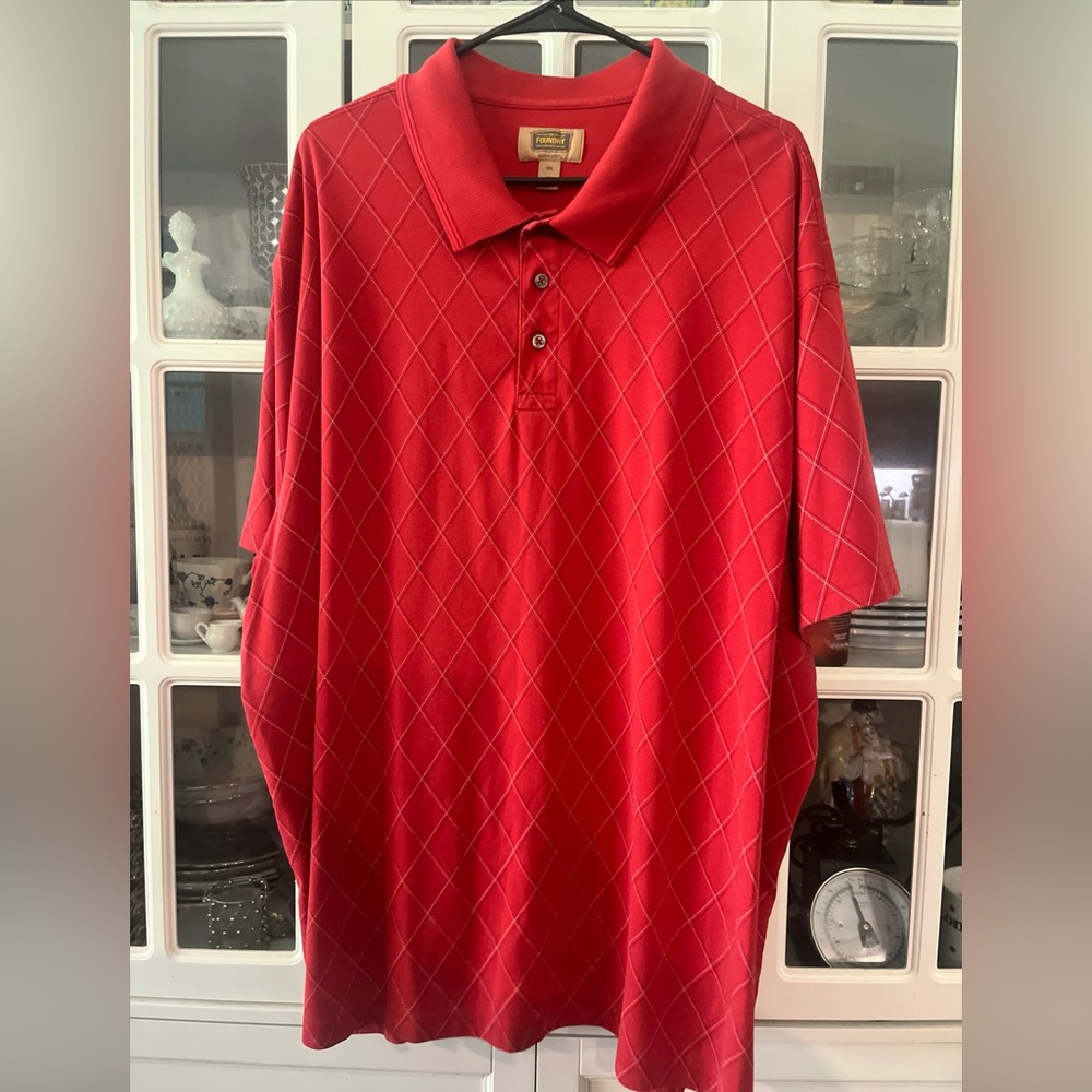 Foundry Polo Shirt Mens 4XL Quick-Dri Golf Casual Short Sleeve Red